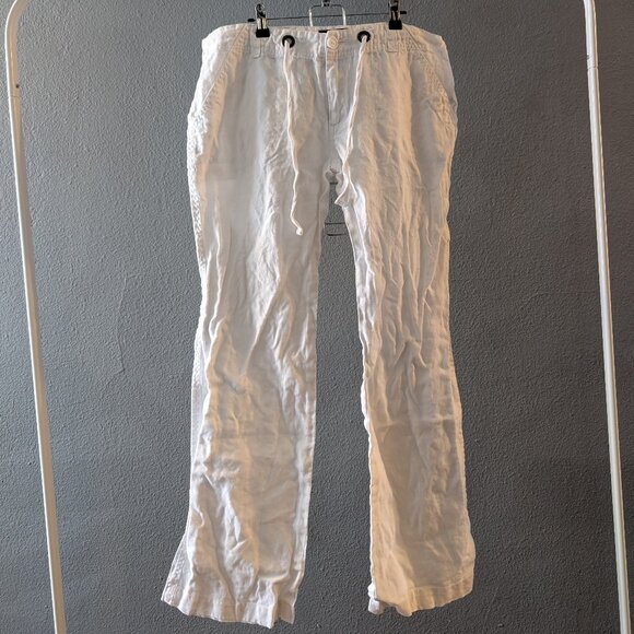 Sanctuary Pants - Sanctuary White Linen Straight Leg Pants Sz 10